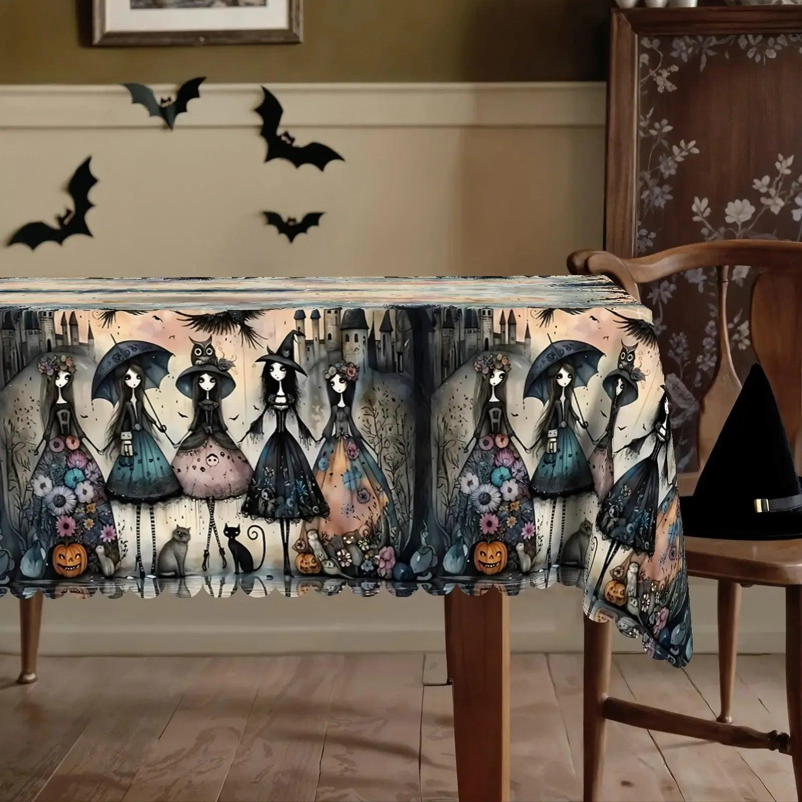 Dark Witch Tablecloth for Halloween Home Decor-MoonChildWorld