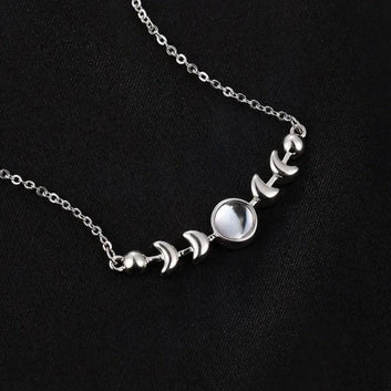 Moonstone Sterling Silver Moon Phase Necklace