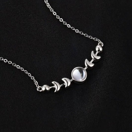 Moonstone Sterling Silver Moon Phase Necklace