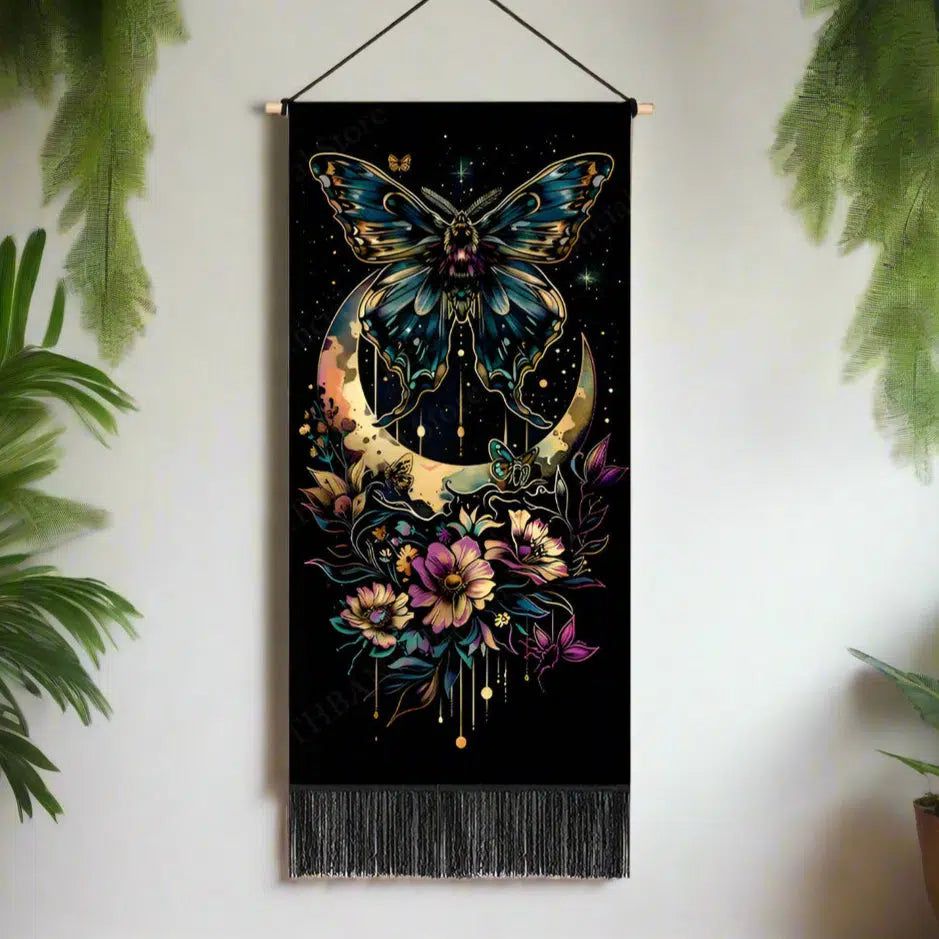 Moon Butterfly Witchy Tapestry Wall Hanging Luna Moth Tapestry-MoonChildWorld