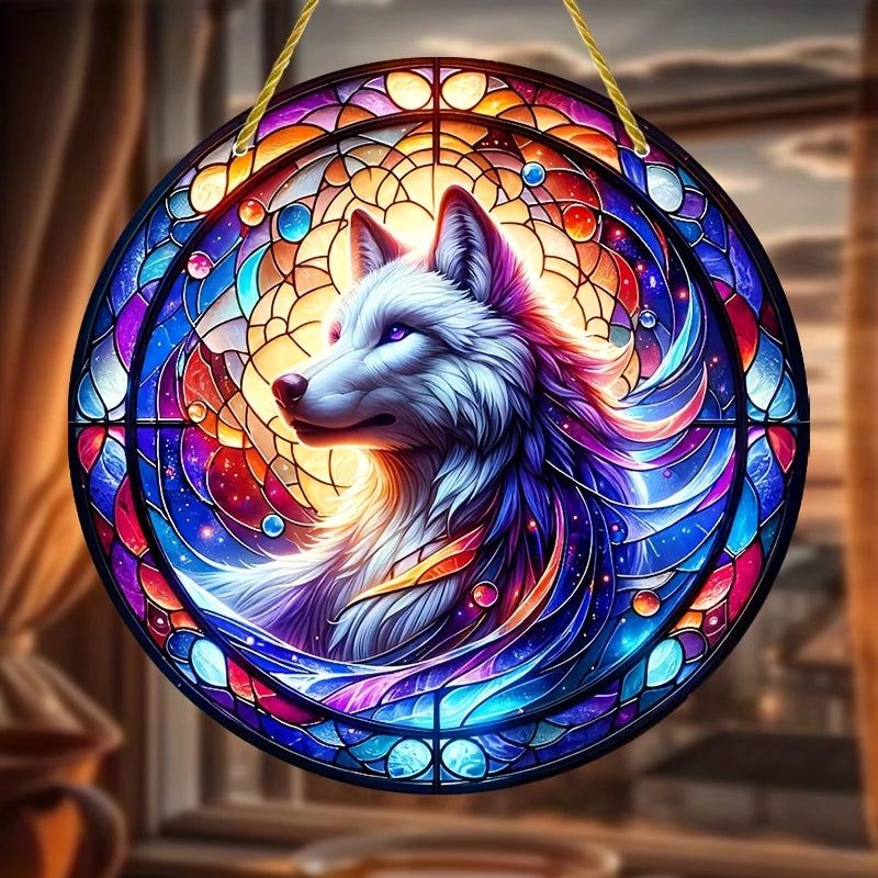 Spirit Wolf Suncatcher Window Decor Wolf Acrylic Sign-MoonChildWorld