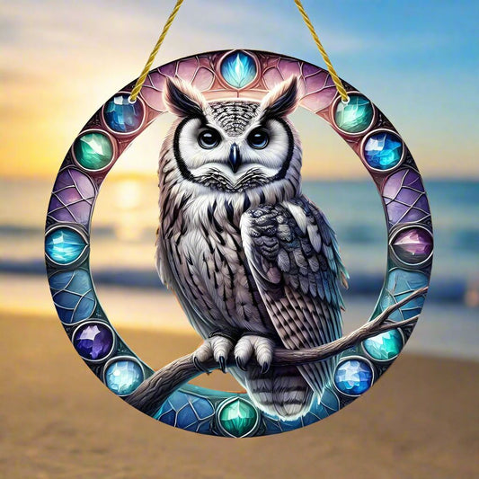 Mystic Owl Suncatcher Spirit Animal Window Hanging