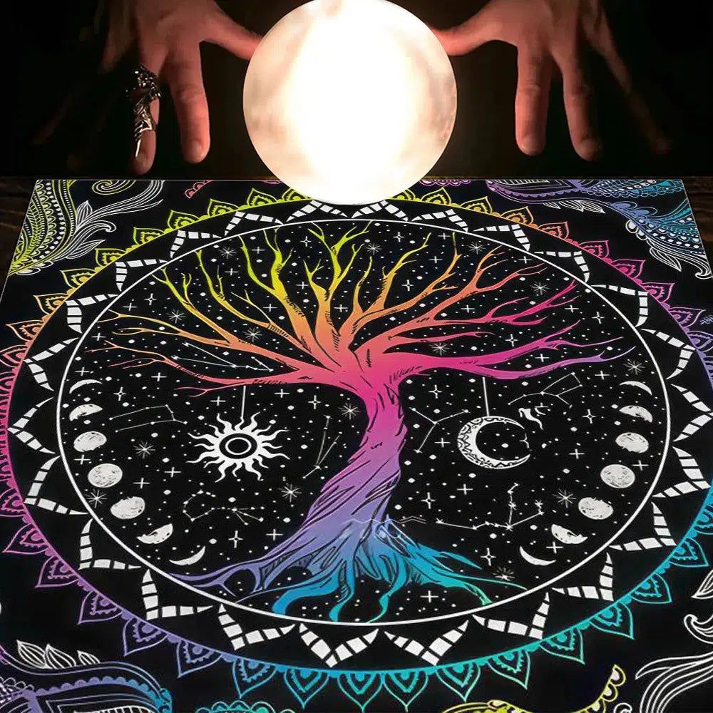 Moon Floral Botanical Tarot Cloth Pagan Altar Cloth Tarot card tablecloth-MoonChildWorld