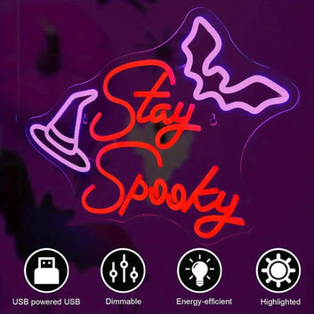 Stay Spooky Witchy Neon Sign Halloween LED Neon Light Witch Wall Decoration