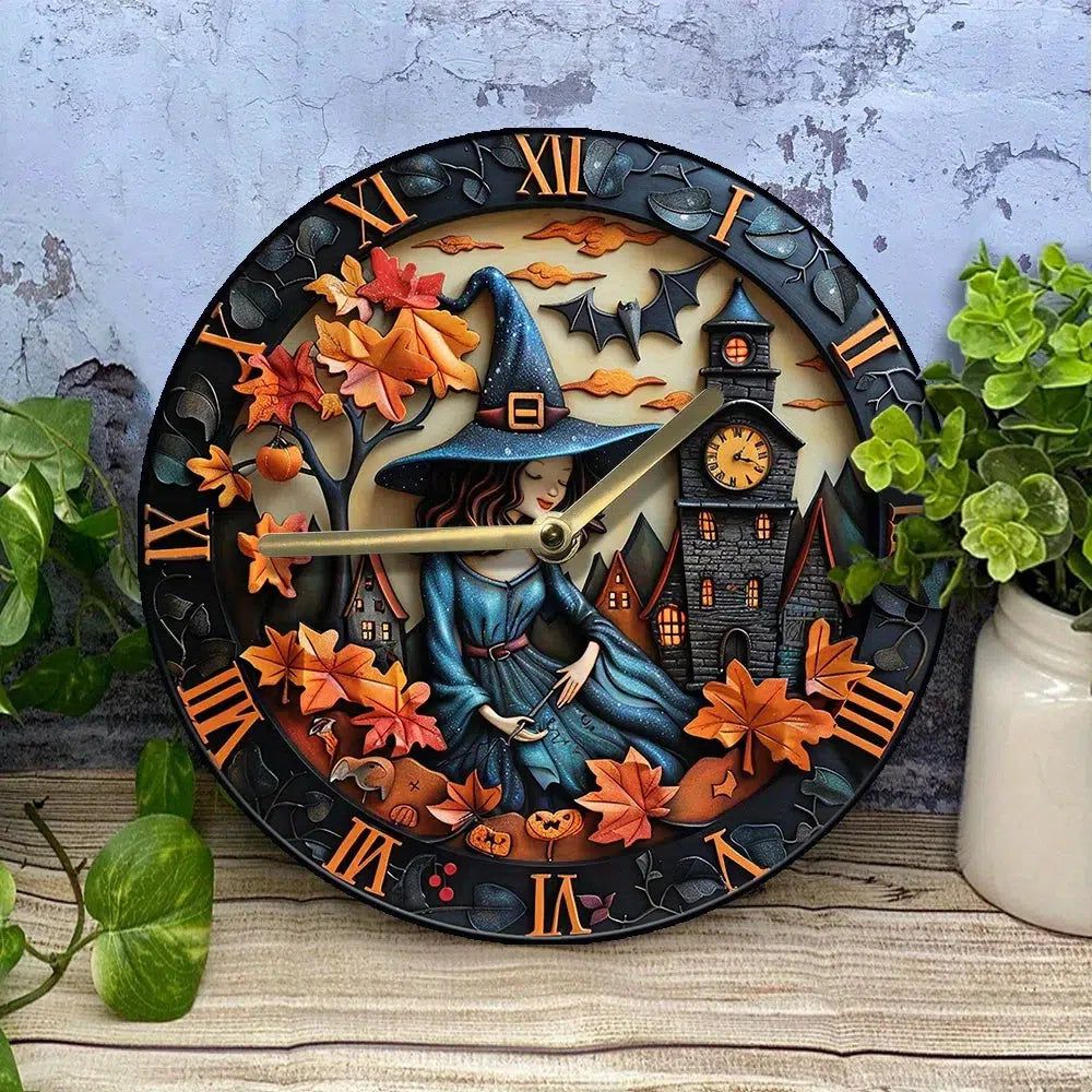 Witch Halloween Wall Clock Gothic Wall Clock-MoonChildWorld