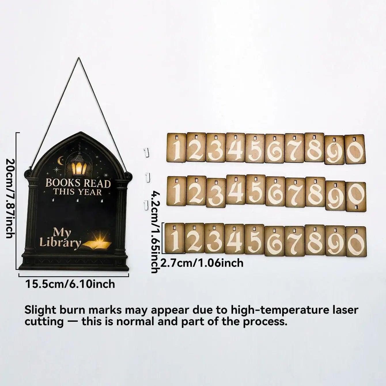 Magical Books Read Tracker Sign - Gothic Witchy Hanging Sign Library Decor with Number Boards for Book Lovers-MoonChildWorld