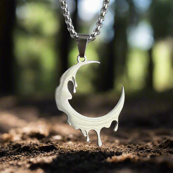 Gothic Crescent Moon Necklace Witch Jewelry