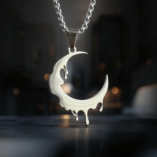 Gothic Crescent Moon Necklace Witch Jewelry
