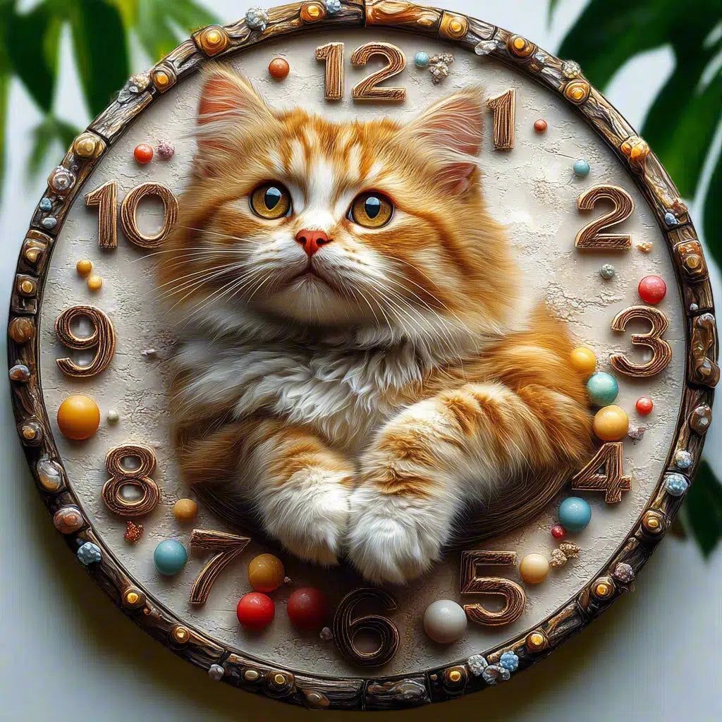 Persian Cat Wall Clock for Cat Lovers Christmas Decorations-MoonChildWorld