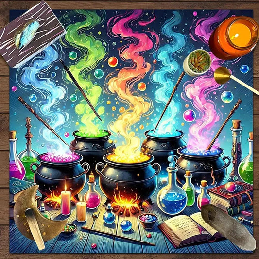 Mystery Potion Witch Altar Cloth Halloween Tarot Tablecloth for Reading Divination Witchy Home Decor