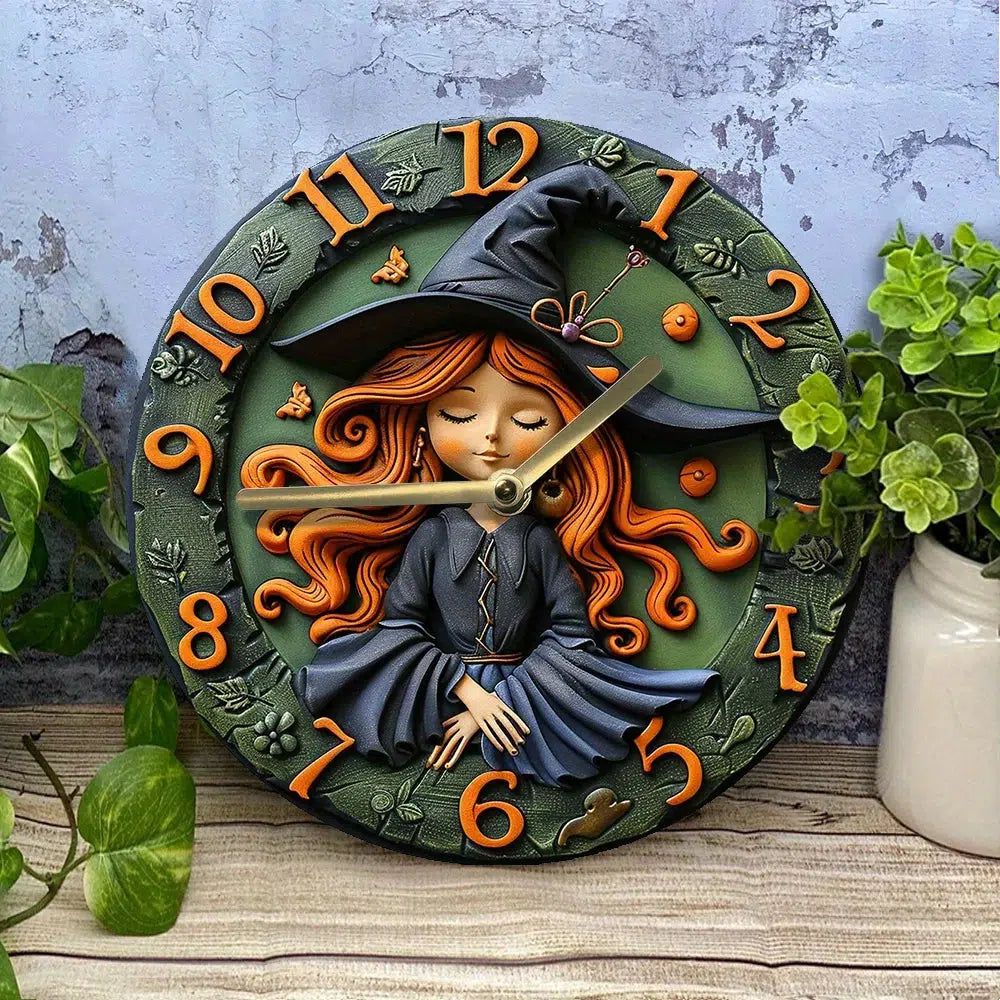 Cute Witch Wall Clock Mystic Witch Home Decor-MoonChildWorld