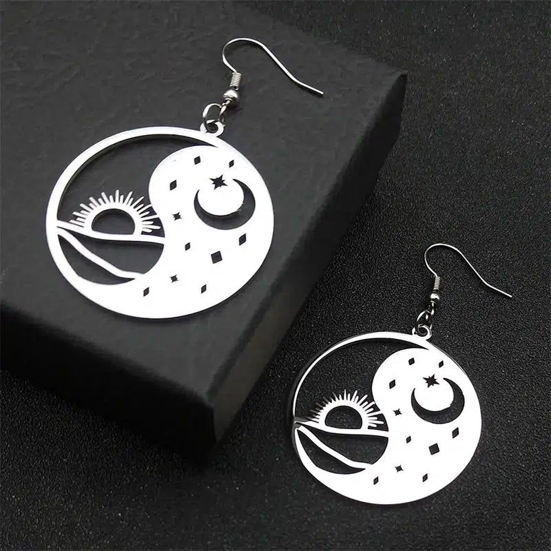 Celestial Sun Moon Earrings-MoonChildWorld