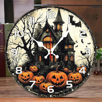 Gothic Halloween Wooden Wall Clock