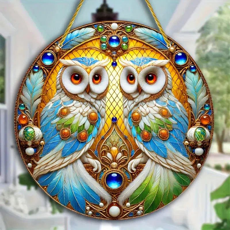 Gorgeous Owls Suncatcher Spirit Owls Acrylic Sign Window Hanging-MoonChildWorld