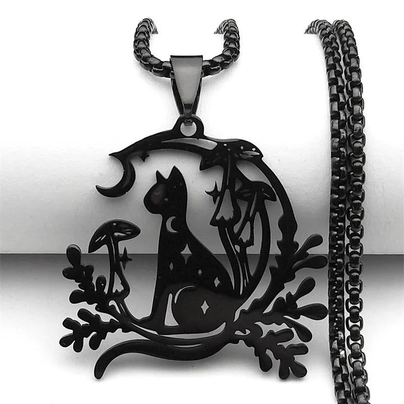 Celestial Cat Necklace Witchy Jewelry-MoonChildWorld