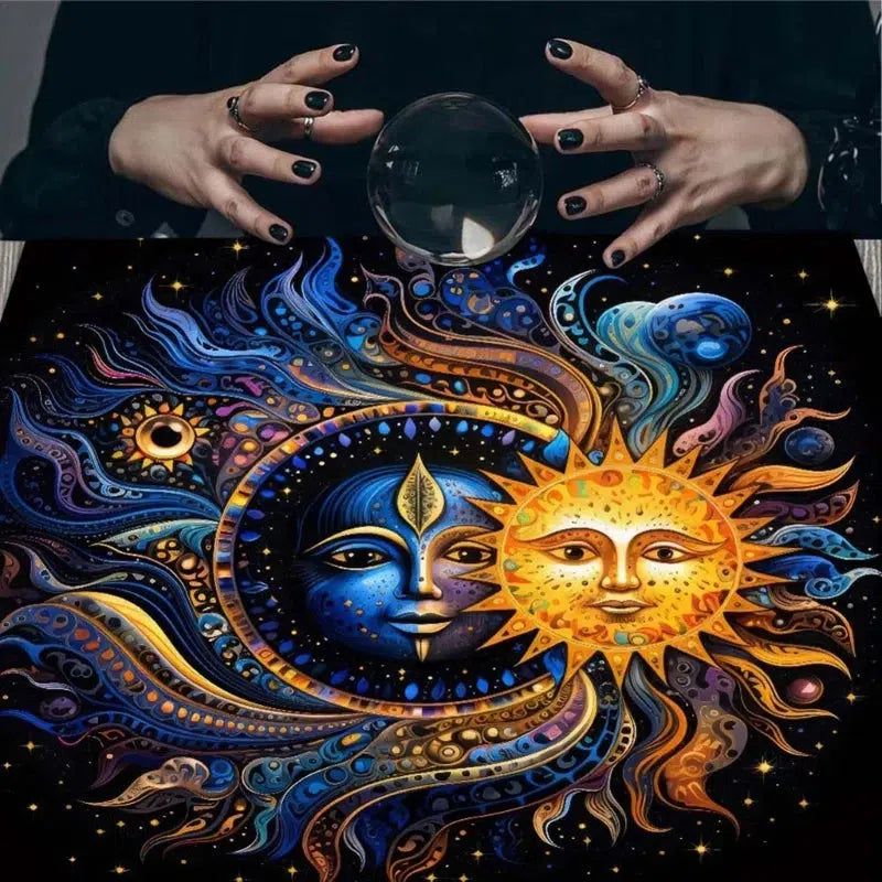 Sun Moon Tarot Card Tablecloth Astrology Wicca Altar Cloth-MoonChildWorld