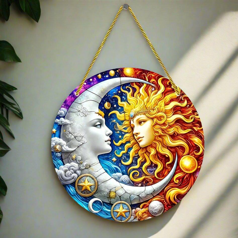 Sun Moon Goddess Suncatcher Celestial Acrylic Sign Sun Moon Window Hanging-MoonChildWorld