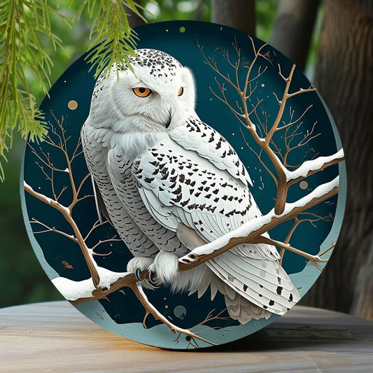 Winter Owl Metal Sign Witchy Home Decor