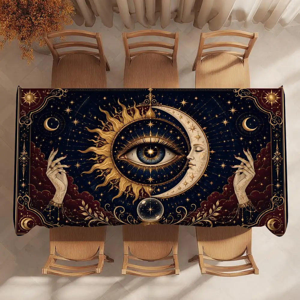 Occult eye tablecloth – ritual table setting detail