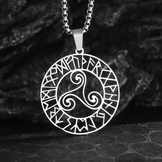 Triangle Rune Spiral Necklace Pagan Jewelry