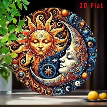 Celestial Sun Moon Metal Sign