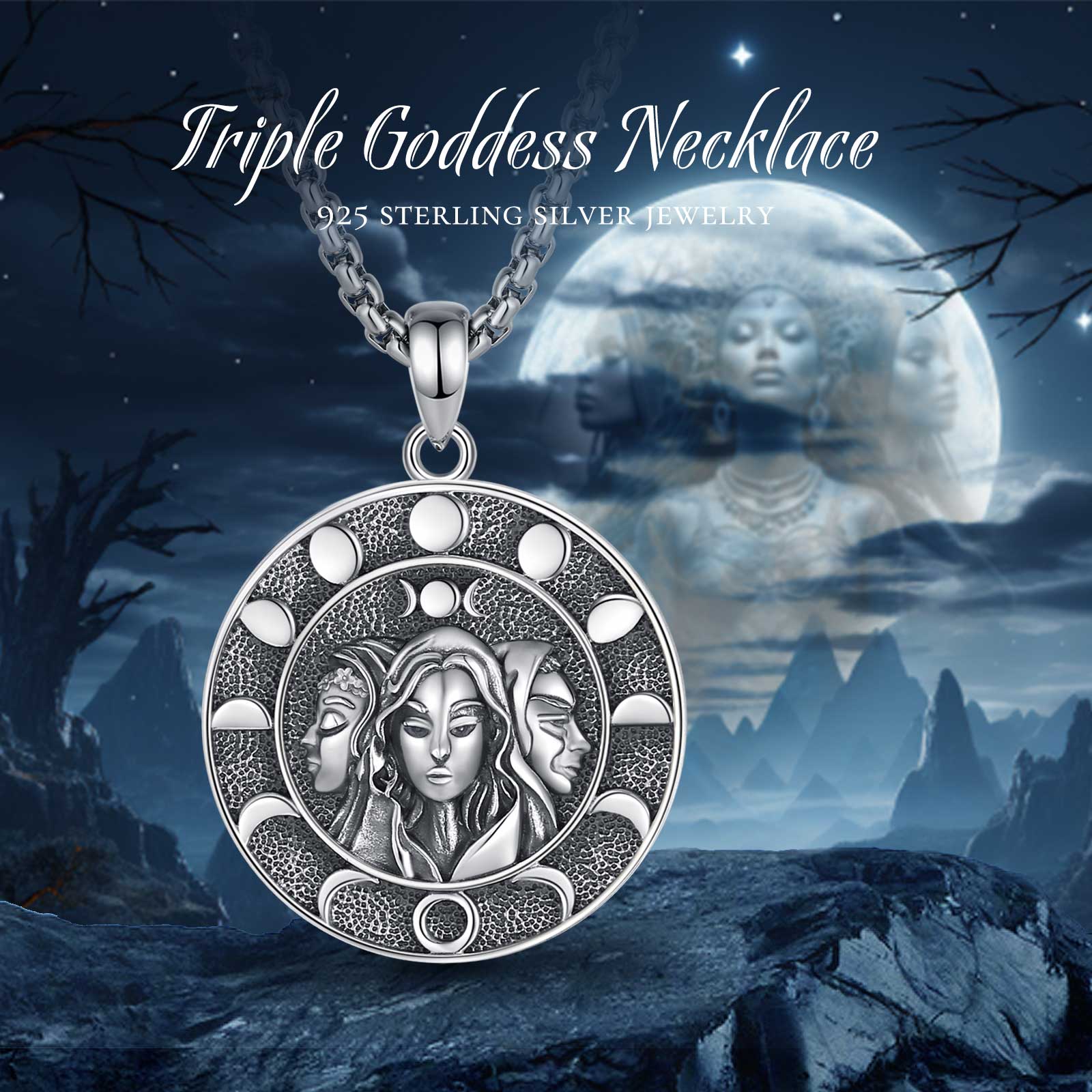 Triple Moon Goddess Necklace - Dendritic Merlenite Opal - Purple Opal –  Catching Wildflowers