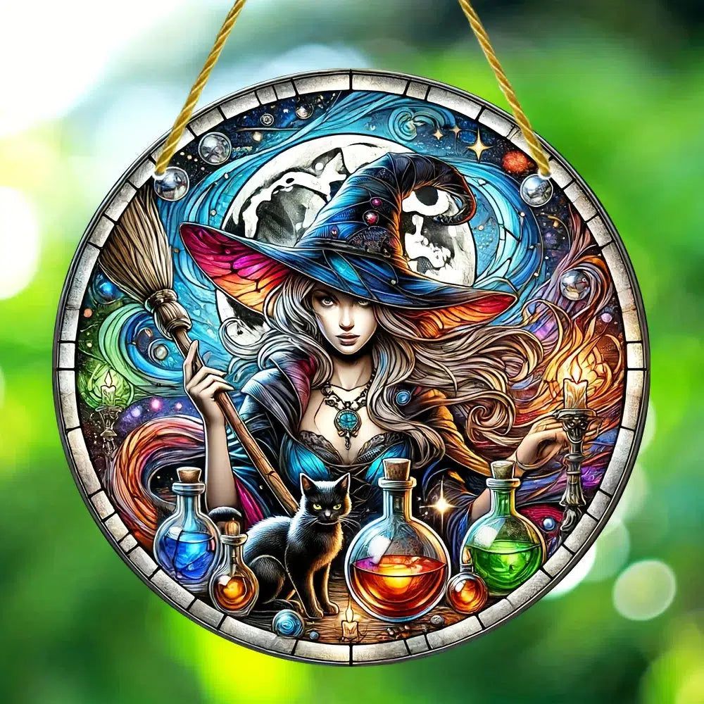 Potion Witch Suncatcher Spooky Halloween Window Hanging-MoonChildWorld