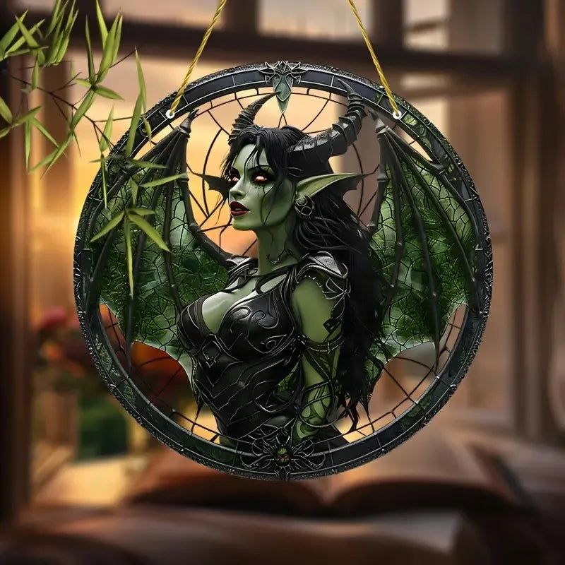 Halloween window decor Witchy suncatcher Gothic window art Witch Hanging Ornament-MoonChildWorld