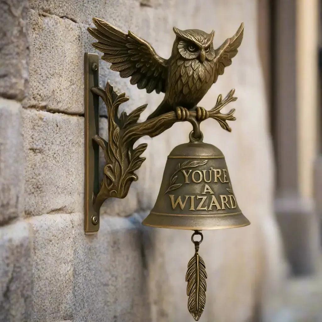 Owl Door Bell Vintage Style Shopkeepers Bell Metal Door Chime - Wizard Owl Bell for Witchy Home Front Door-MoonChildWorld