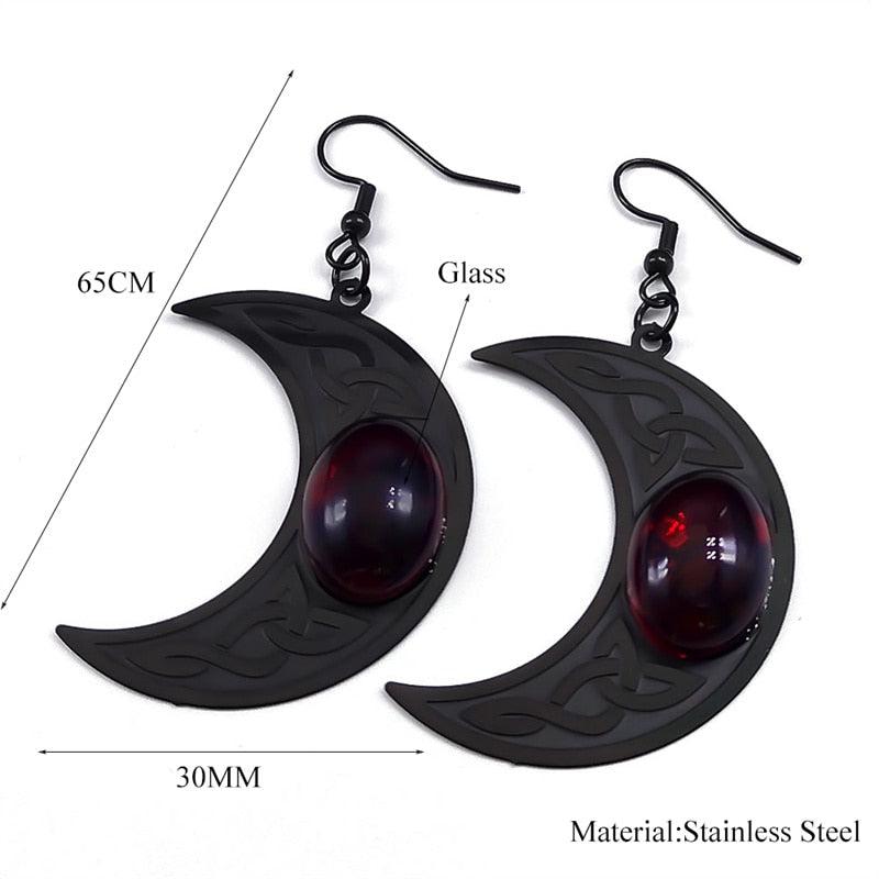 Gothic Dark Celtic Moon Earrings Wicca Witch Jewelry-MoonChildWorld