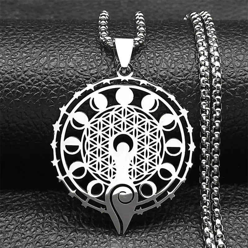 Wicca Goddess Moon Necklace Moon Phases & Goddess Necklace Pagan Jewelry-MoonChildWorld