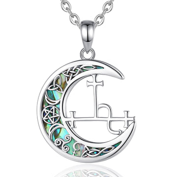 Lilith Sigil Necklace Abalone Shell Moon Celtic knot Jewelry-MoonChildWorld