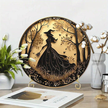 Gothic Witch Metal Sign Halloween Home Decor