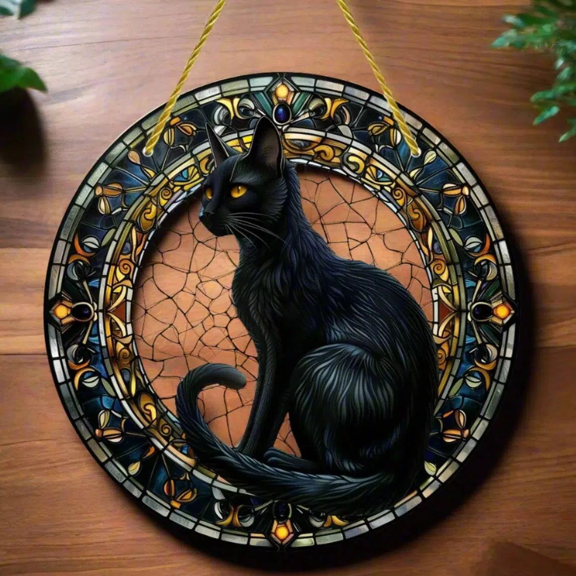Occult Black Cat Suncatcher Witchy Acrylic Sign-MoonChildWorld