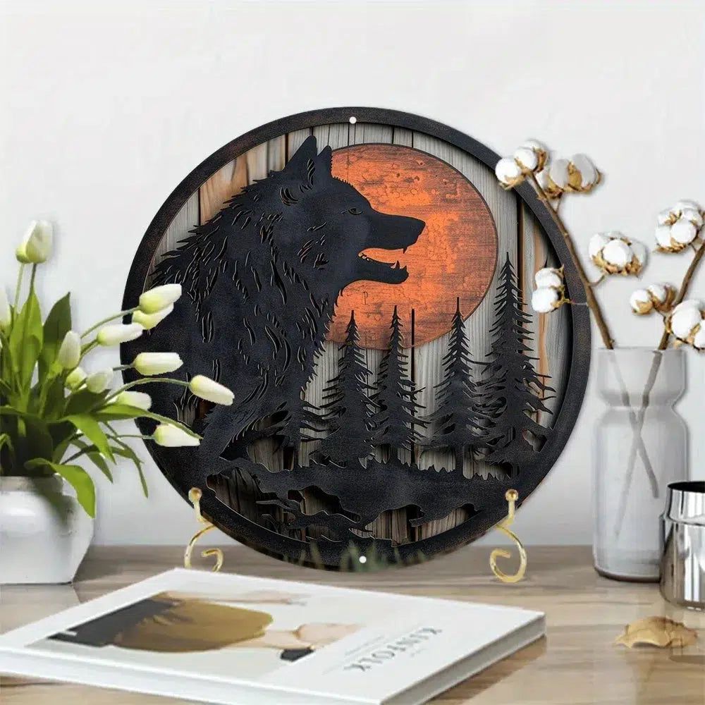 Moon Wolf Metal Sign Gothic Home Decor-MoonChildWorld