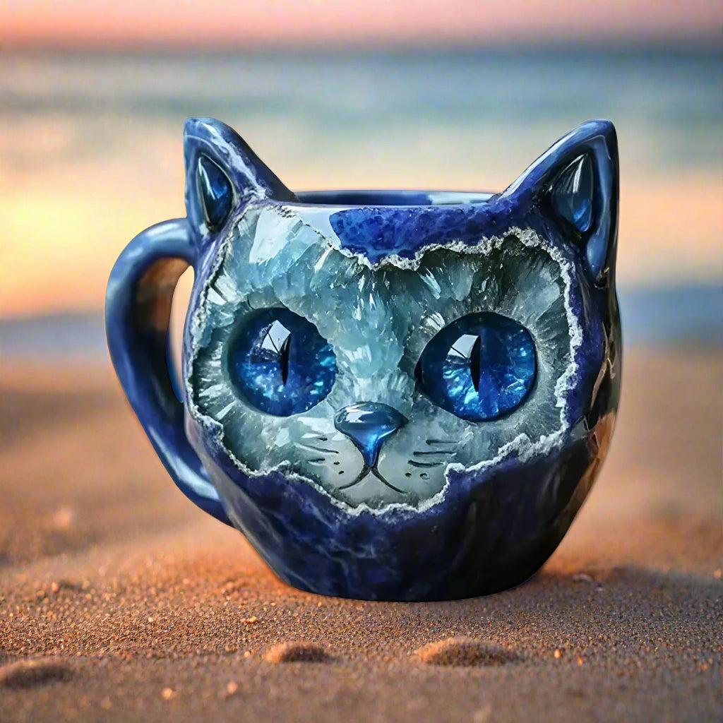 Mineral Crystal Resin Cat Coffee Cup - Creative Cat Lover Coffee Mug - Witchy Cat Mug-MoonChildWorld