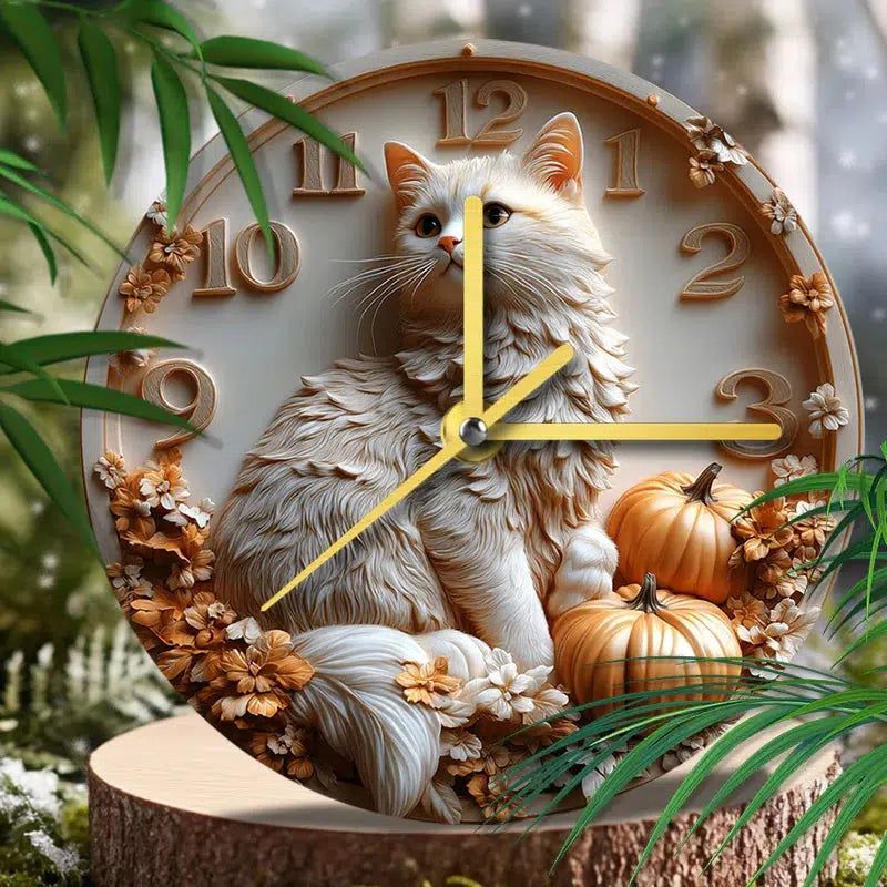 British Longhair Cat Wall Clock for Cat Lovers-MoonChildWorld