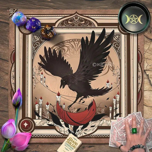 Gothic Crow Tarot Tablecloth Divination altar cloth Witchcraft Altar Cloth