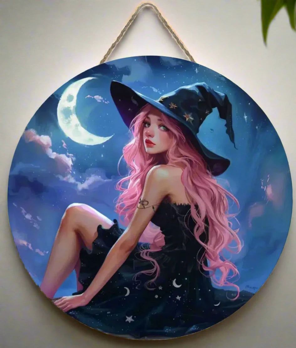 Mystic Witch Wooden Sign Halloween Hanging Sign Gothic Wood Sign-MoonChildWorld