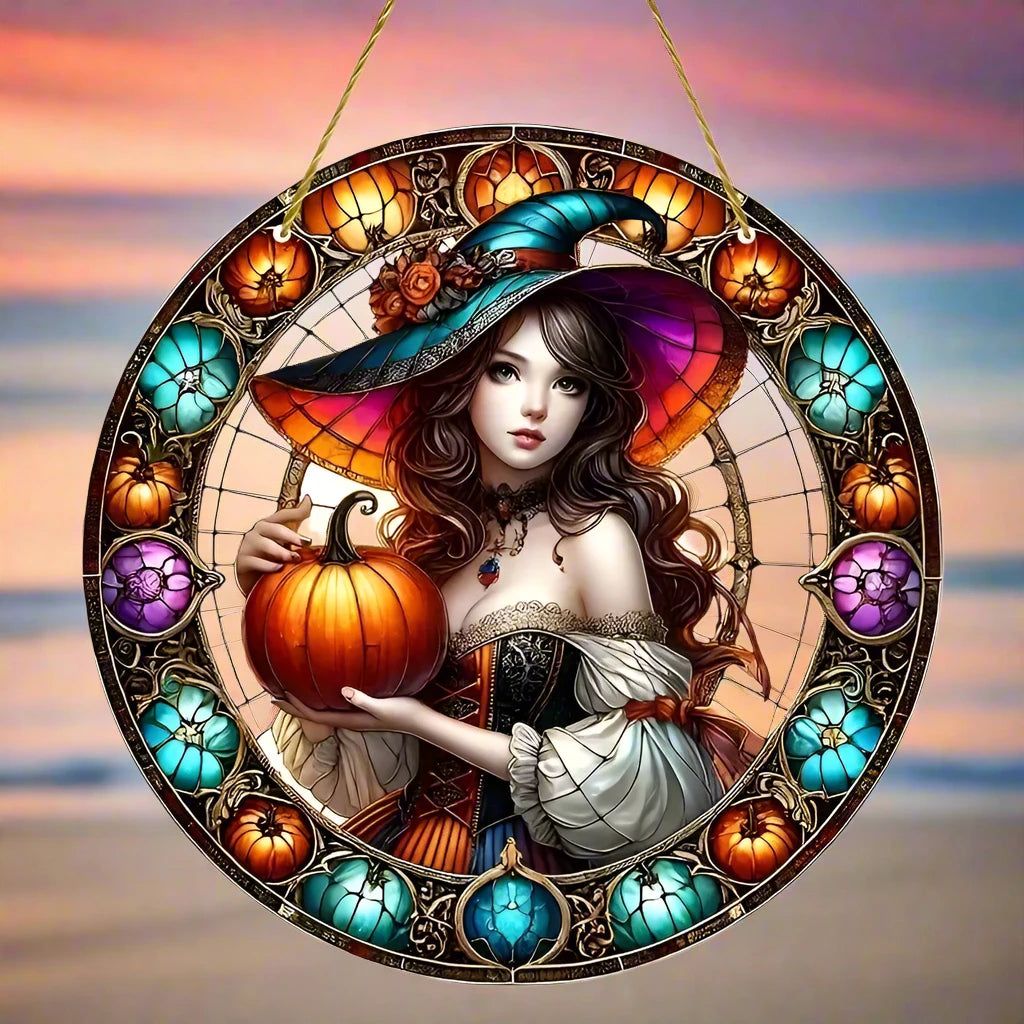 Halloween window decor Witchy suncatcher Gothic window art Witch Hanging Ornament-MoonChildWorld