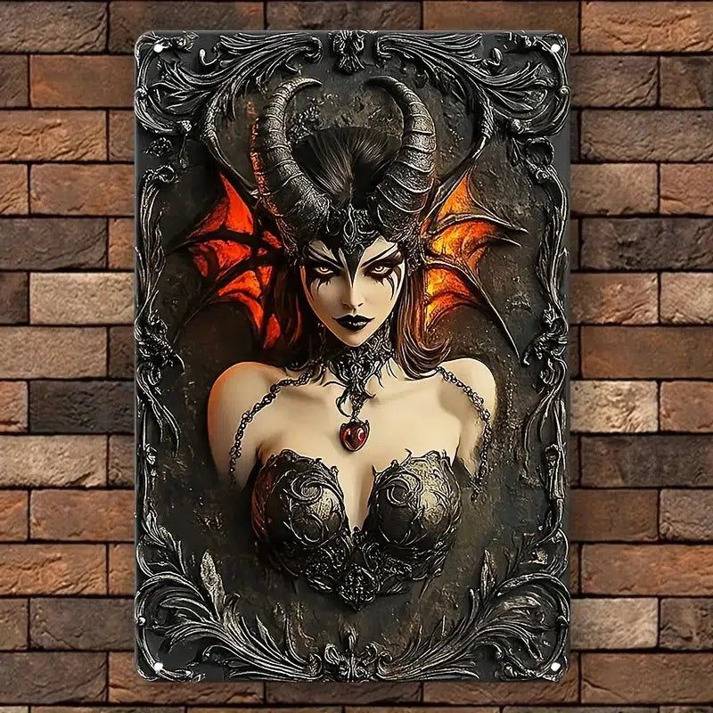 Dark Witch Wall Sign Gothic Witch Metal Sign for Halloween-MoonChildWorld