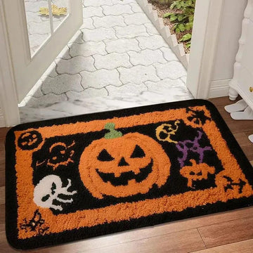 Gothic Halloween Doormat - Spooky Ghost, Cat & Bat Design - Witchy Home Decor-MoonChildWorld