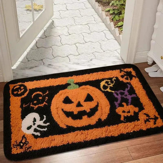 Gothic Halloween Doormat - Spooky Ghost, Cat & Bat Design - Witchy Home Decor