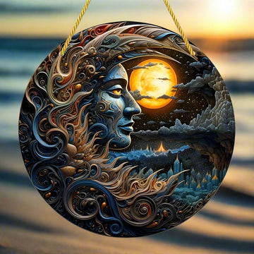 Sun Moon Goddess Suncatcher Celestial Acrylic Sign Sun Moon Window Hanging-MoonChildWorld