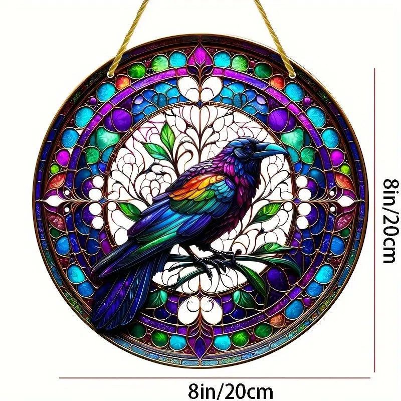 Vibrant Raven Suncatcher Witchy Acrylic Sign-MoonChildWorld