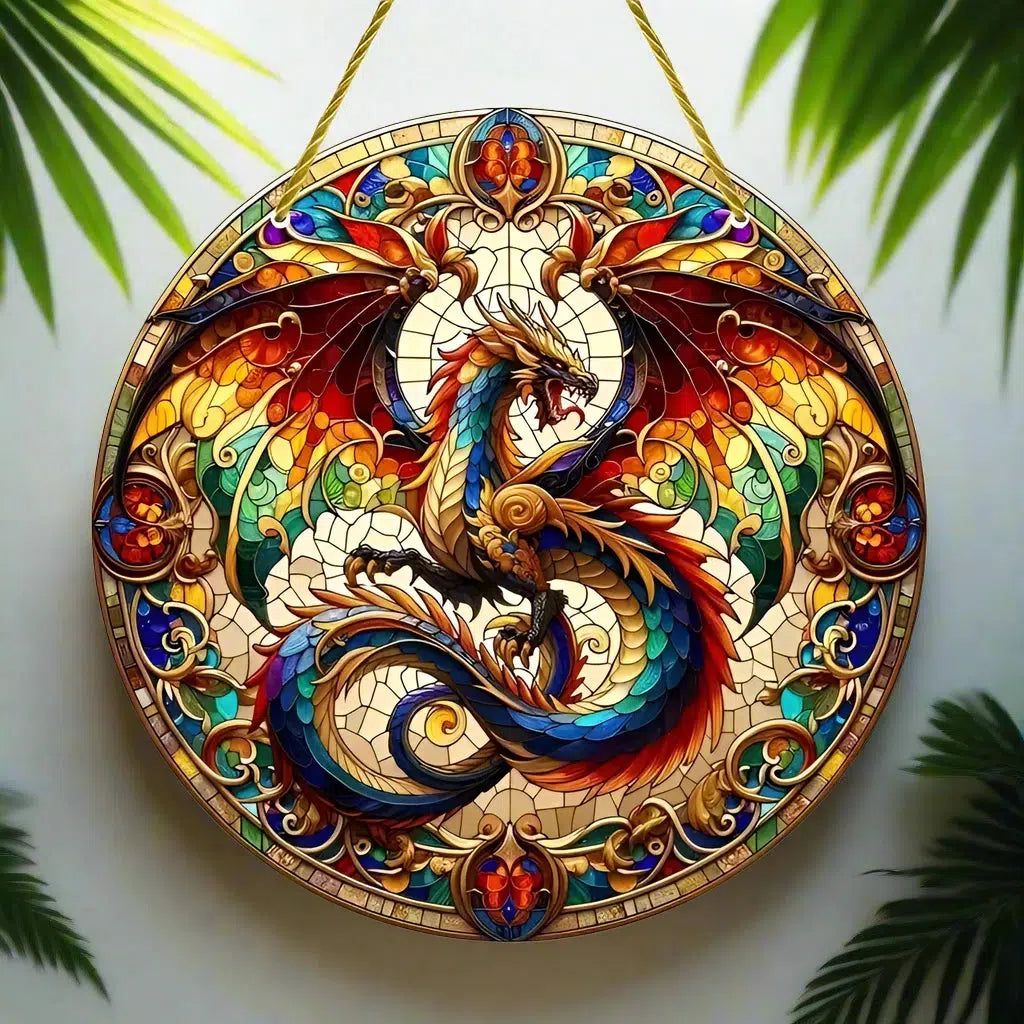 Dragon Wooden Sign Mythical Dragon Hanging Sign-MoonChildWorld