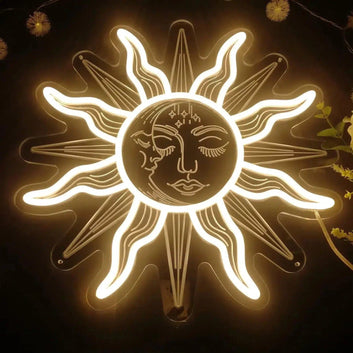 Wicca Sun and Moon Neon LED Light Sun Moon Neon Sign Wall Decor Pagan Home Decor