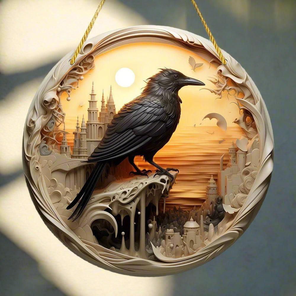 Dark Crow Acrylic Sign Black Raven Suncatcher Gothic Decor-MoonChildWorld