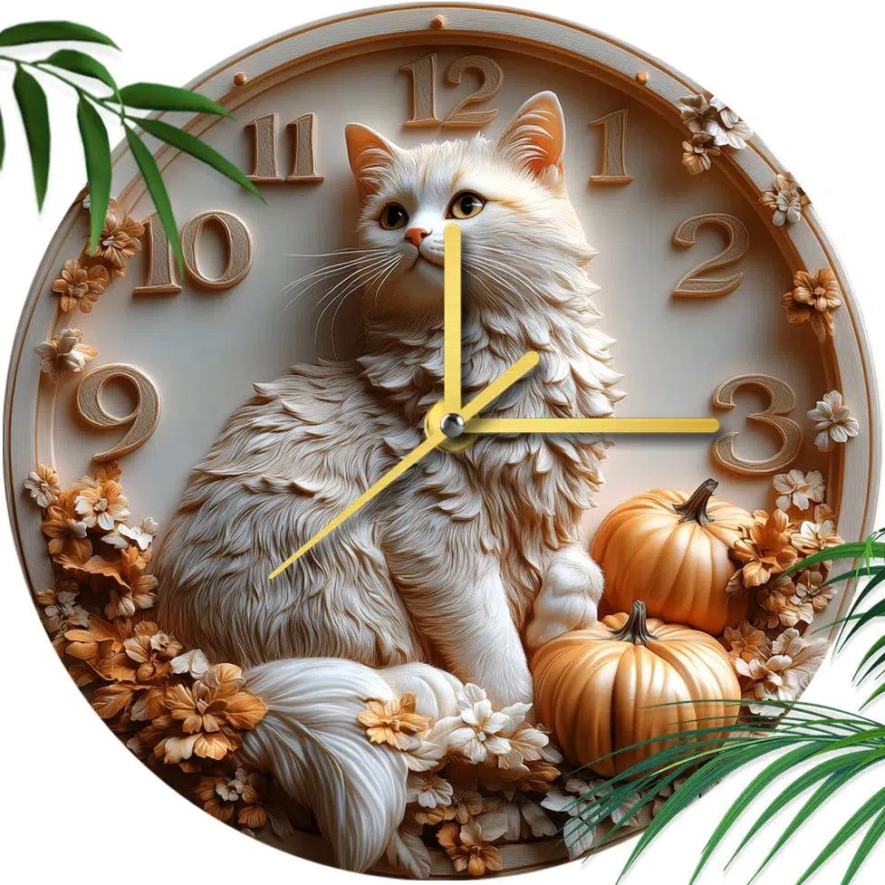 British Longhair Cat Wall Clock for Cat Lovers-MoonChildWorld