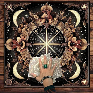 Flowers and Moon Pagan Altar Cloth Witchy Tarot Cloth for Reading Divination Wicca Ritual Decor-MoonChildWorld